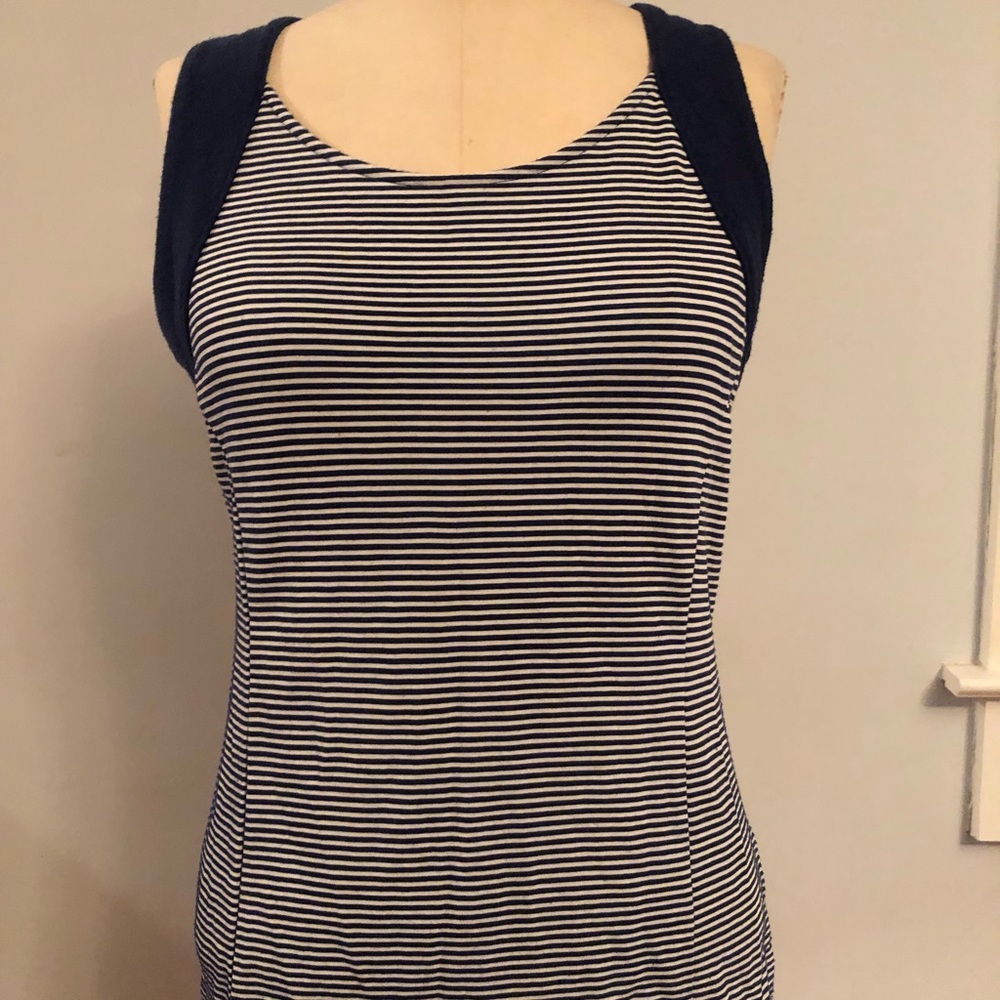Blue and white striped banana republic tank top